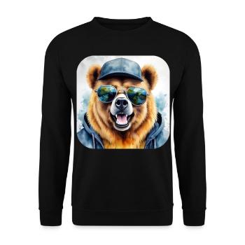 Cool bear with sunglasses - Unisex Sweatshirt - black - Front - Alina (178cm) & Michal (187cm)
