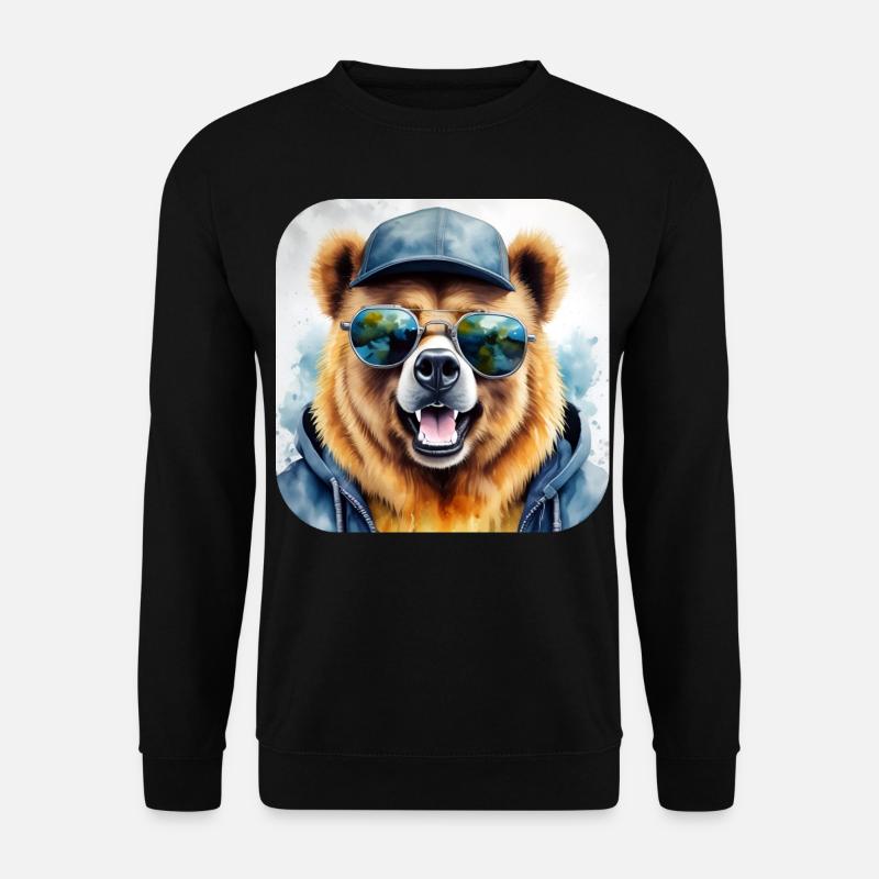 Cooler Bär mit Sonnenbrille - Unisex Pullover - Schwarz