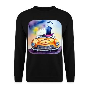 Voiture folle qui rit avec chapeau - Sweat-shirt Unisexe - noir - Devant - Alina (178cm) & Michal (187cm)