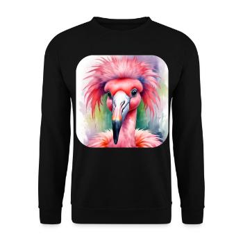 Cool Pink Punk Flamingo - Unisex Sweatshirt - black - Front - Alina (178cm) & Michal (187cm)