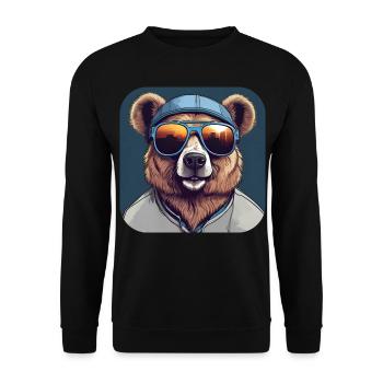 Cool bear with sunglasses - Unisex Sweatshirt - black - Front - Alina (178cm) & Michal (187cm)