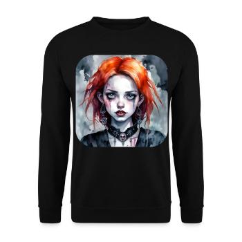 Fille punk gothique cool aux cheveux roux - Sweat-shirt Unisexe - noir - Devant - Alina (178cm) & Michal (187cm)