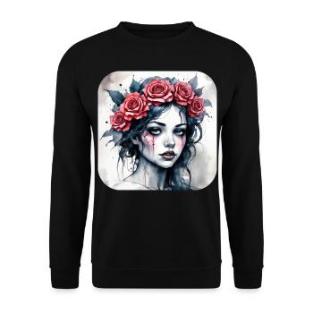 Fille punk gothique cool avec des roses rouges - Sweat-shirt Unisexe - noir - Devant - Alina (178cm) & Michal (187cm)