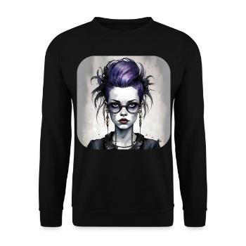 Fille punk gothique cool - Sweat-shirt Unisexe - noir - Devant - Alina (178cm) & Michal (187cm)