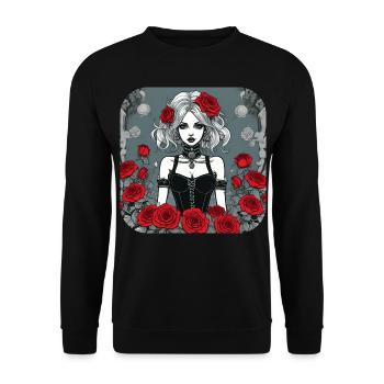 Fille punk gothique cool avec des roses rouges - Sweat-shirt Unisexe - noir - Devant - Alina (178cm) & Michal (187cm)