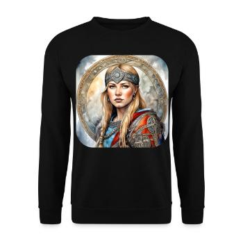 Fière Viking Germanin Bouclier Jeune Fille - Sweat-shirt Unisexe - noir - Devant - Alina (178cm) & Michal (187cm)