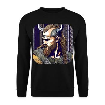 Proud Viking Warrior Germanic - Unisex Sweatshirt - black - Front - Alina (178cm) & Michal (187cm)