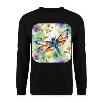 Belle libellule avec des fleurs - Sweat-shirt Unisexe - noir - Devant - Alina (178cm) & Michal (187cm)