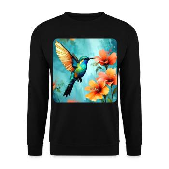 Beau colibri avec des fleurs - Sweat-shirt Unisexe - noir - Devant - Alina (178cm) & Michal (187cm)