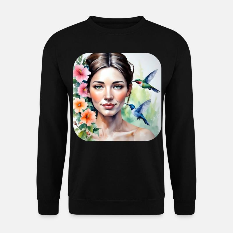 Unknown beauty with hummingbirds - Unisex Sweatshirt - black