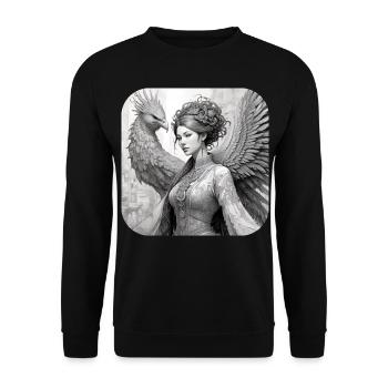 Femme Fantasy avec Phénix - Sweat-shirt Unisexe - noir - Devant - Alina (178cm) & Michal (187cm)