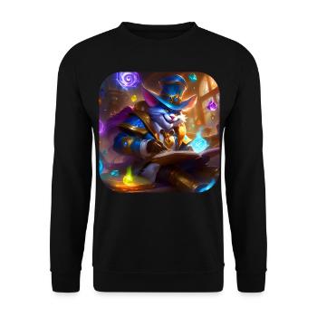 Chat magique fou au chapeau - Sweat-shirt Unisexe - noir - Devant - Alina (178cm) & Michal (187cm)