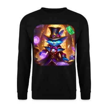 Chat magique fou au chapeau - Sweat-shirt Unisexe - noir - Devant - Alina (178cm) & Michal (187cm)