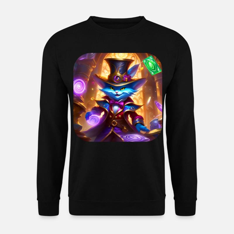 Crazy Magic Cat with Hat - Unisex Sweatshirt - black
