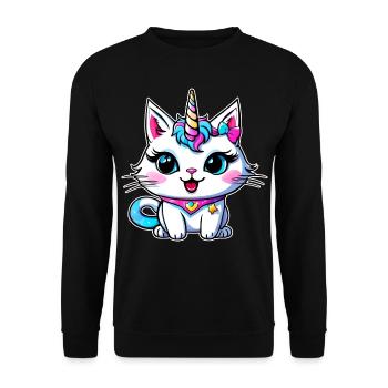 Chat Licorne mignon - Sweat-shirt Unisexe - noir - Devant - Alina (178cm) & Michal (187cm)