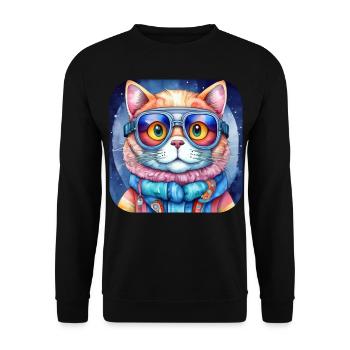 Coole Katze - Unisex Pullover - Schwarz - Vorne - Alina (178cm) & Michal (187cm)
