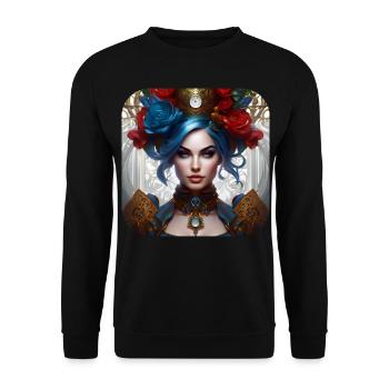Cool steampunk girl with flowers - Unisex Sweatshirt - black - Front - Alina (178cm) & Michal (187cm)