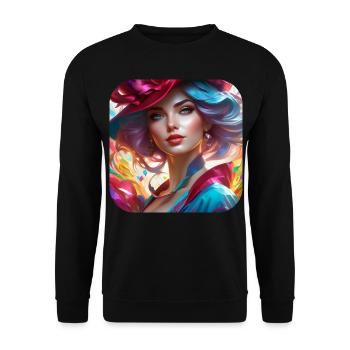 Cooles Steampunk Girl mit Hut - Unisex Pullover - Schwarz - Vorne - Alina (178cm) & Michal (187cm)