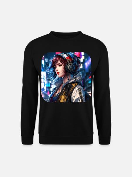 Cooles Cyberpunk Girl - Unisex Pullover - Schwarz