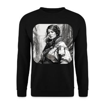 Cooles Fantasy Girl - Unisex Pullover - Schwarz - Vorne - Alina (178cm) & Michal (187cm)