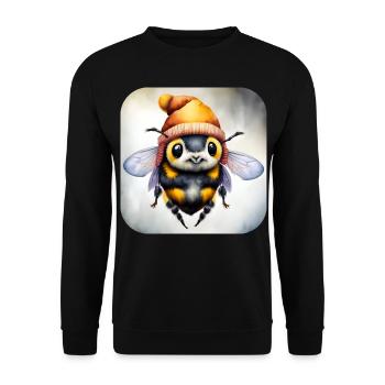 Abeille d’hiver fraîche avec chapeau et écharpe - Sweat-shirt Unisexe - noir - Devant - Alina (178cm) & Michal (187cm)