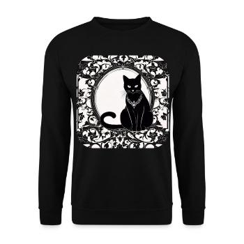 Mystische schwarze Katze - Unisex Pullover - Schwarz - Vorne - Alina (178cm) & Michal (187cm)