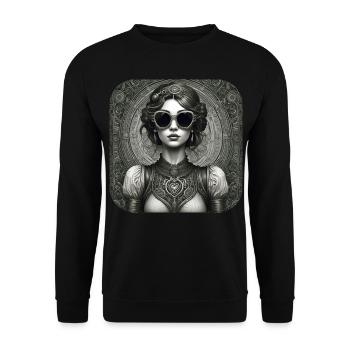 Cool Steampunk Girl - Unisex Sweatshirt - black - Front - Alina (178cm) & Michal (187cm)