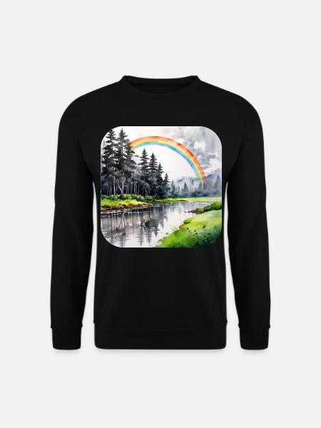 Landschaft mit Regenbogen - Unisex Pullover - Schwarz