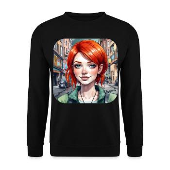 Fille cool aux cheveux roux - Sweat-shirt Unisexe - noir - Devant - Alina (178cm) & Michal (187cm)