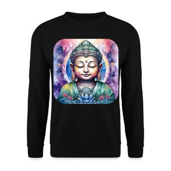 Mystical Spiritual Buddha - Unisex Sweatshirt - black - Front - Alina (178cm) & Michal (187cm)