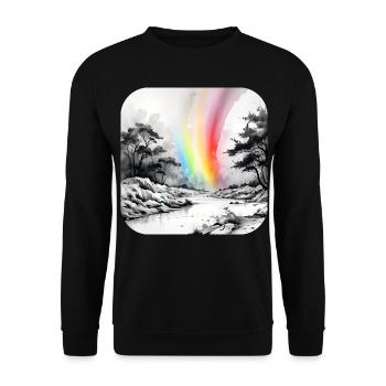 Landschaft mit Regenbogen - Unisex Pullover - Schwarz - Vorne - Alina (178cm) & Michal (187cm)