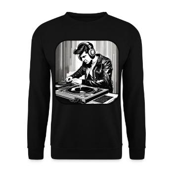 Cooler Musik DJ - Unisex Pullover - Schwarz - Vorne - Alina (178cm) & Michal (187cm)