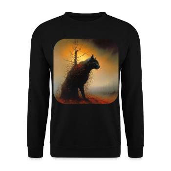 Schwarze Horror Katze - Unisex Pullover - Schwarz - Vorne - Alina (178cm) & Michal (187cm)