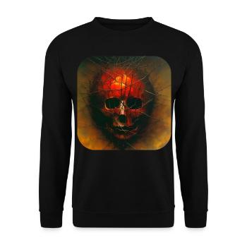 Düsterer Horror Gesicht - Unisex Pullover - Schwarz - Vorne - Alina (178cm) & Michal (187cm)