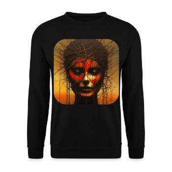 Dark Horror Women Face - Unisex Sweatshirt - black - Front - Alina (178cm) & Michal (187cm)