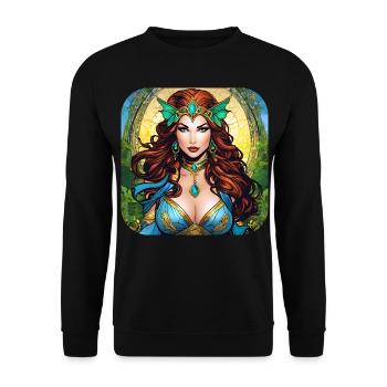 Coole Fantasy Superheldin - Unisex Pullover - Schwarz - Vorne - Alina (178cm) & Michal (187cm)