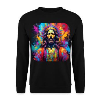 Jesus in Graffiti Style - Unisex Sweatshirt - black - Front - Alina (178cm) & Michal (187cm)