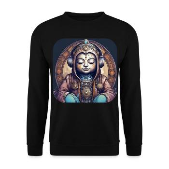Mystical Spiritual Buddha - Unisex Sweatshirt - black - Front - Alina (178cm) & Michal (187cm)