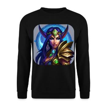 Stolze Fantasy Elfenkriegerin - Unisex Pullover - Schwarz - Vorne - Alina (178cm) & Michal (187cm)