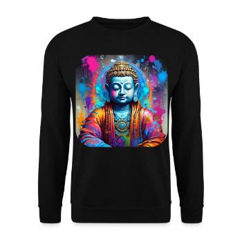 Mystical Spiritual Buddha - Unisex Sweatshirt - black - Front - Alina (178cm) & Michal (187cm)