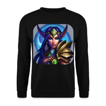 Stolze Fantasy Elfenkriegerin - Unisex Pullover - Schwarz - Vorne - Alina (178cm) & Michal (187cm)