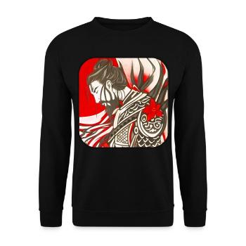 Proud Samurai Warrior - Unisex Sweatshirt - black - Front - Alina (178cm) & Michal (187cm)
