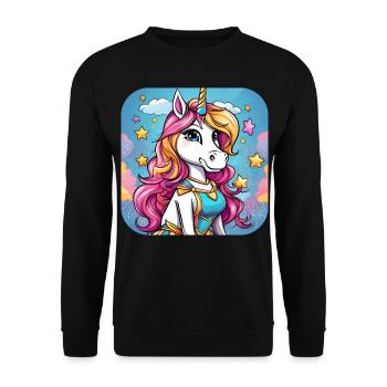 licorne drôle - Sweat-shirt Unisexe - noir - Devant - Alina (178cm) & Michal (187cm)