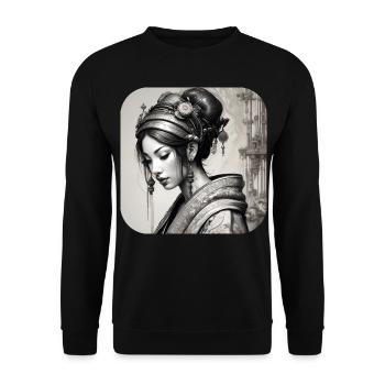 Cooles Fantasy Girl - Unisex Pullover - Schwarz - Vorne - Alina (178cm) & Michal (187cm)