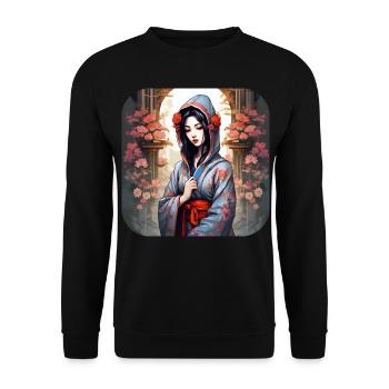 Jolie fille manga anime dans le style geisha - Sweat-shirt Unisexe - noir - Devant - Alina (178cm) & Michal (187cm)