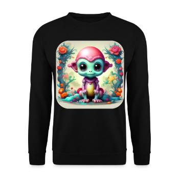 Cute Science Fiction Alien - Unisex Sweatshirt - black - Front - Alina (178cm) & Michal (187cm)