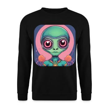 Cute Science Fiction Alien - Unisex Sweatshirt - black - Front - Alina (178cm) & Michal (187cm)