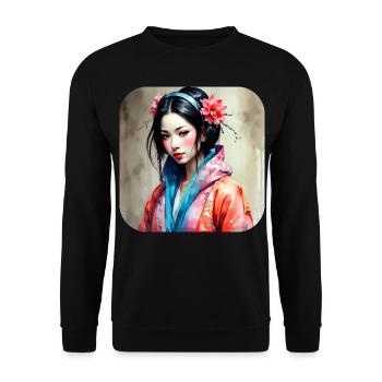 Fille manga anime cool dans le style geisha - Sweat-shirt Unisexe - noir - Devant - Alina (178cm) & Michal (187cm)