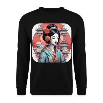 Elegant Geisha Anime Manga - Unisex Sweatshirt - black - Front - Alina (178cm) & Michal (187cm)