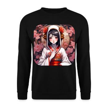 Jolie fille manga anime dans le style geisha - Sweat-shirt Unisexe - noir - Devant - Alina (178cm) & Michal (187cm)